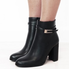 Botine negre elegante cu toc gros 6337 114