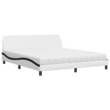 Cumpara ieftin Pat cu saltea, Dover, alb si negru, 180x200 cm, piele ecologica
