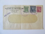 Rar! Plic circulat cu posta aeriana Caracas-New York-Banca Nationala a orasului New York 1945