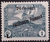 Fiume 1921, Scott#156/Sassone#171, MH, varietate overprint, Nestampilat