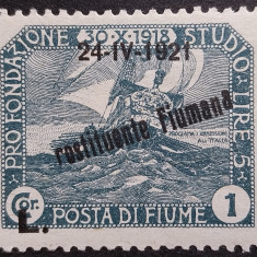 Fiume 1921, Scott#156/Sassone#171, MH, varietate overprint