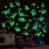 Set de 53 stickere fosforescente cu dinozauri Avalizard, PVC, verde/portocaliu