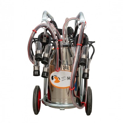 EMT. Aparat de muls bovine Melasty cu cadru galvanizat 2 posturi si 1 bidon inox 25 litri foto