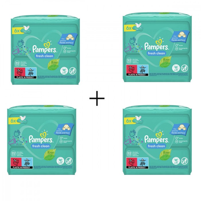 Pampers fresh clean Servetele Umede, 24 pachete x 52, 1248 bucati