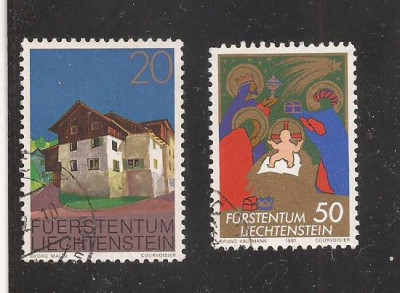LC1 - LICHTENSTEIN - 2 timbre diferite , stampilate , uzate 1981 foto