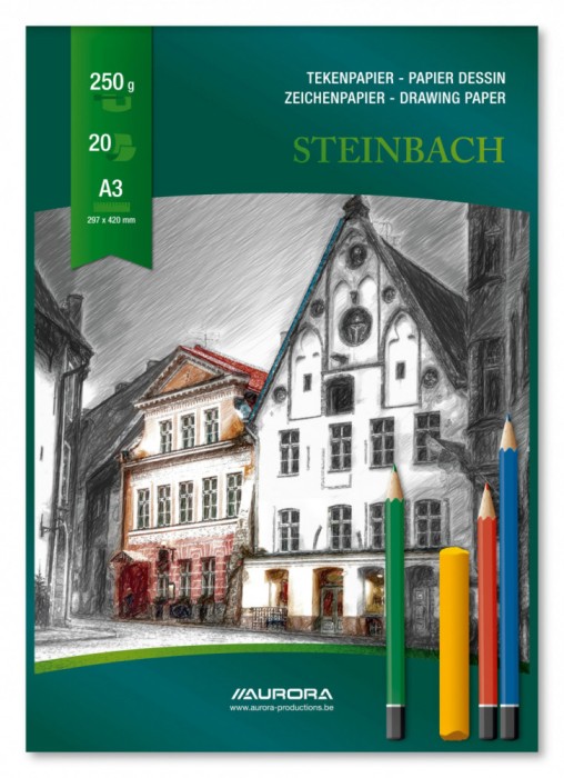 Bloc desen A3, 20 file - 250g/mp, AURORA Steinbach - carton alb