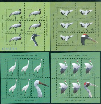 2018 - Romania,LP.2177 b,Mi.7324-27 KB,Pasari Migratoare-Cocori,Minicoli de 5 + 1 Vigneta,Nestampilat foto