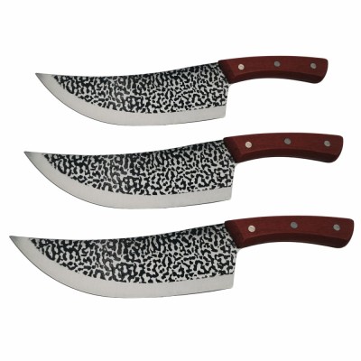 Set trei cutite de bucatarie DEPOX&amp;reg;, Japanese Soul, lucrate manual, otel damasc, maner lemn, maro foto