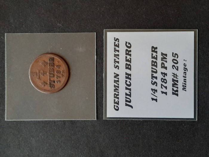 1/4 Stuber 1784 PM, Statele germane (Julich Berg) - A 4000