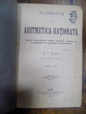 Elemente de aritmetica rationala, Iasi 1892 foto