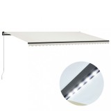 vidaXL Copertină retractabilă manual cu LED, crem, 600 x 300 cm