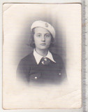 Bnk foto Fata in uniforma Straja Tarii, Alb-Negru, Romania 1900 - 1950, Portrete