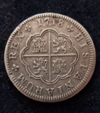 2 REALES 1718-MONEDA DIN ARGINT-SPANIA