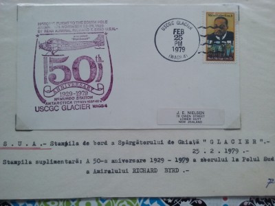 1979-SUA-Sparg. Glacier-Aniv.50 ani zborul amiralului Richard Byrd-Plic circ. foto