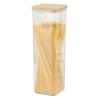 Cutie de Depozitare Alimente, Cyrax, Cutie de tip Container, Cutie pentru Cereale, din Plastic, Capac din Bambuc, 10 x 10 x 30 cm, Volum 1.9 l, Transp