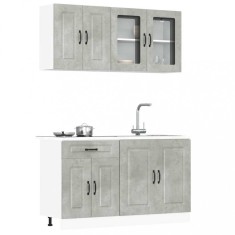 vidaXL Set dulapuri de bucătărie 4 piese &bdquo;Kalmar&rdquo; gri beton Lemn 3314855