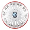 Set 4 Capace Roti, potrivite jantelor de R16, pentru Volkswagen, model falcon argintiu cu rama rosie, Autohelix MSA