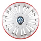 Cumpara ieftin Set 4 Capace Roti Autohelix MSA&reg;, potrivite jantelor de R16, pentru Volkswagen, model falcon argintiu cu rama rosie