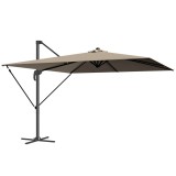 Outsunny Umbrelă de Grădină Offset cu Manivelă 3x3m Inclinabilă, Rotativă 360&deg;, cu Bază &icirc;n Cruce și Husă, din Aluminiu, pentru Terasă Piscină, UV30+,