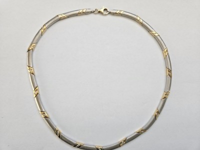 Colier argint/argint aurit cu zirconii #3061 foto