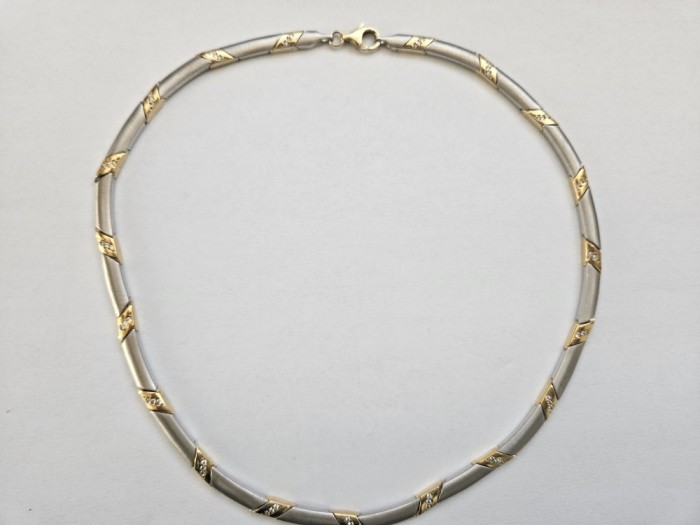 Colier argint/argint aurit cu zirconii #3061