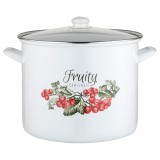 Oala cu capac, din inox emailat lucios, alba, 14l, 28cm, Kanila, Florina