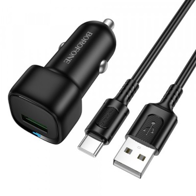 Incarcator Auto Cu Cablu USB-C Borofone BZ34 Cloud, 18W, 3A, 1 x USB-A, Negru foto
