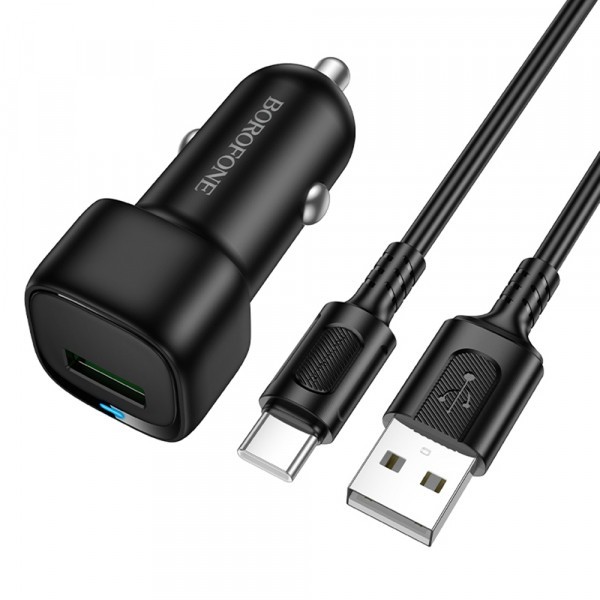 Incarcator Auto Cu Cablu USB-C Borofone BZ34 Cloud, 18W, 3A, 1 x USB-A, Negru