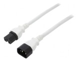 Cablu IEC C14 C15 3x14AWG 1,8m alb 15A