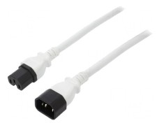 Cablu IEC C14 C15 3x14AWG 1,8m alb 15A