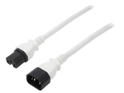 Cablu IEC C14 C15 3x14AWG 1,8m alb 15A foto