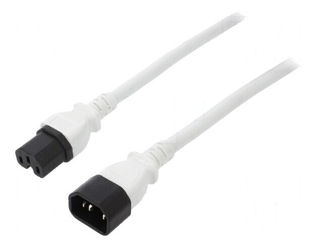 Cablu IEC C14 C15 3x14AWG 1,8m alb 15A