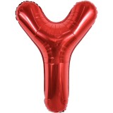 Balon folie metalizata litera y, flippy, 40 cm, umflati cu heliu sau aer, ambalaj individual, pai inclus, rosu
