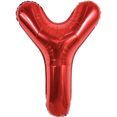 Balon folie metalizata litera y, flippy, 40 cm, umflati cu heliu sau aer, ambalaj individual, pai inclus, rosu foto