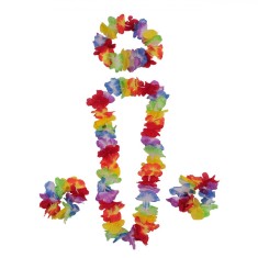 Set Accesorii Deghizare Flori Havaiene Multicolor, 4 Buc