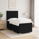 Cumpara ieftin Pat boxspring cu saltea cu benzi LED Negru 80 x 200 cm Tesatura