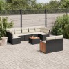 Gossi set canapele de gradina cu perne, 10 piese, negru, poliratan