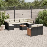 Gossi set canapele de gradina cu perne, 10 piese, negru, poliratan
