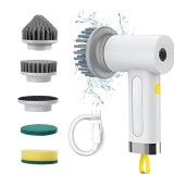 Perie electrica rotativa pentru curatare profesionala LUVLU&reg;, 4 capete detasabile, 380 RPM, 2 trepte de viteza, autonomie 2h, fara fir, IPX6, pentru d