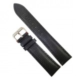 Cumpara ieftin Curea de Ceas Neagră din Piele Naturală &ndash; Imprimeu Șop&acirc;rlă &ndash; 12-24 mm &ndash; Peste