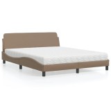 Cumpara ieftin Pat cu saltea, cappuccino, 160x200cm piele ecologică