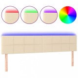 Cumpara ieftin Tablie de pat cu LED, crem, 160x5x78/88 cm, textil