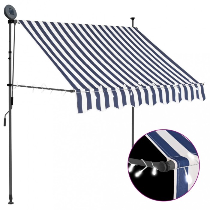 Gossi copertina retractabila manual cu led, albastru &amp; alb, 100 cm