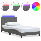 Cumpara ieftin Cadru de pat fara saltea, Hanko, gri inchis, 100x200 cm, textil