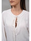 BLUZA TIP TUNICA CU DECOLTEU IN V BRODAT TIZIANA Alb TALIE UNICA
