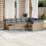 vidaXL Set canapele de grădină cu perne, 10 piese, bej, poliratan 3252996