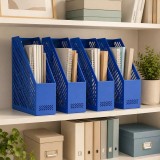 Suport vertical pentru documente A4, set 4 organizatoare pentru dosare, albastru, 80 x 250 x 300 mm