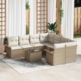 VidaXL Set de canapele pentru grădină 9 pcs Bej, crem 55 x 55 x 37 cm