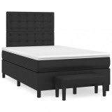 Cumpara ieftin Pat continental cu saltea, negru, 120x200 cm, piele ecologica