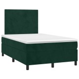 Cumpara ieftin Pat box spring cu saltea, verde inchis, 120x190 cm, catifea